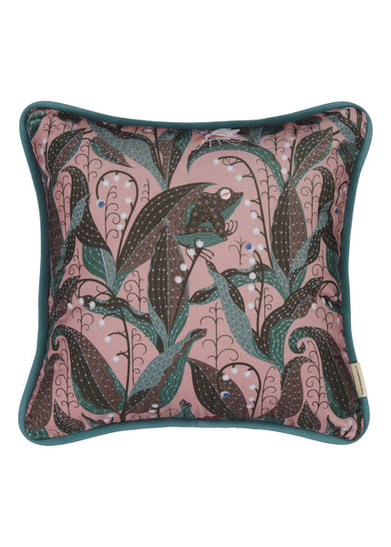 Lily of the Valley Mauve velvet cushion