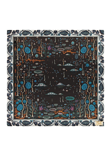 Black Lake silk scarf 90 x 90 cm