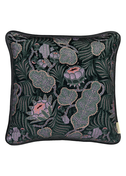Iceflower Emerald velvet cushion