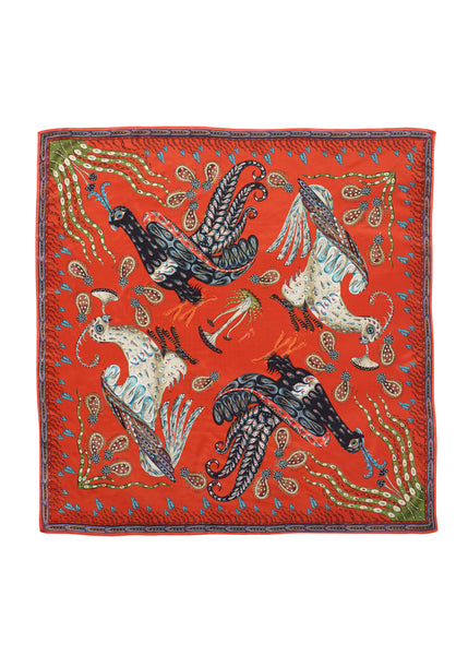 Firebird Orange silk scarf