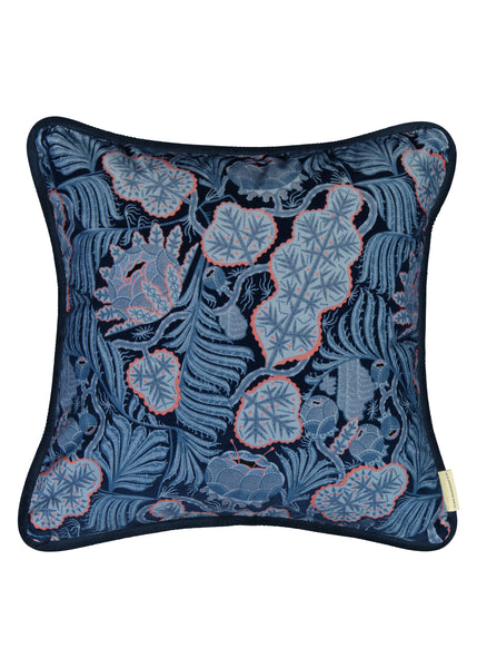 Iceflower Blue velvet cushion
