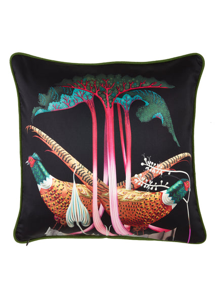 Silk Pheasants and Rhubarbs cushion