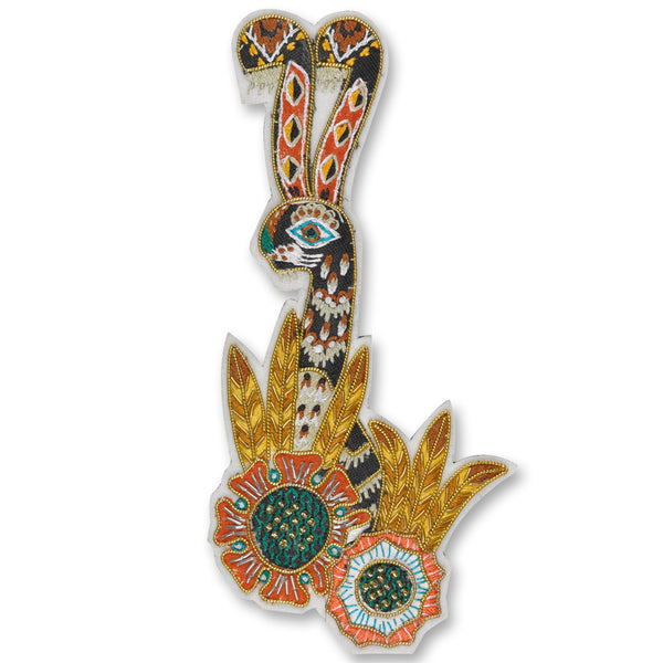Rabbit and Flowers Brooch