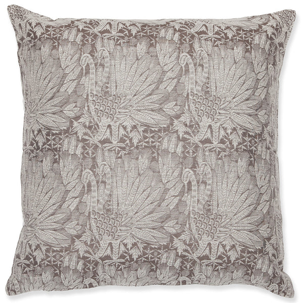 Silk Brocade Swan Grey & White cushion
